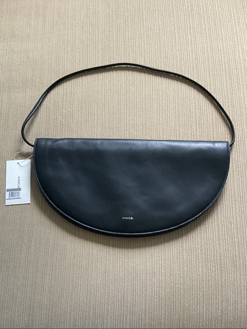 NWT Vince Black Crescent Leather Shoulder Bag